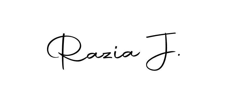 Use a signature maker to create a handwritten signature online. With this signature software, you can design (Autography-DOLnW) your own signature for name Razia J.. Razia J. signature style 10 images and pictures png