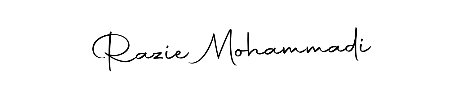 How to make Razie Mohammadi name signature. Use Autography-DOLnW style for creating short signs online. This is the latest handwritten sign. Razie Mohammadi signature style 10 images and pictures png