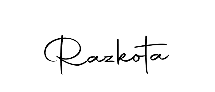 Design your own signature with our free online signature maker. With this signature software, you can create a handwritten (Autography-DOLnW) signature for name Razkota. Razkota signature style 10 images and pictures png