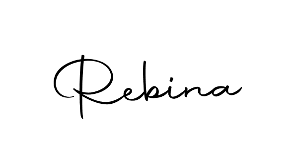 Use a signature maker to create a handwritten signature online. With this signature software, you can design (Autography-DOLnW) your own signature for name Rebina. Rebina signature style 10 images and pictures png