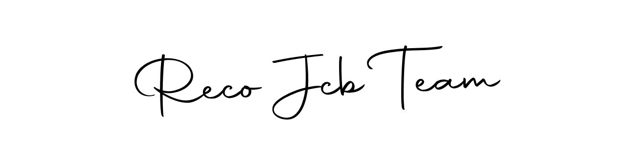 This is the best signature style for the Reco Jcb Team name. Also you like these signature font (Autography-DOLnW). Mix name signature. Reco Jcb Team signature style 10 images and pictures png