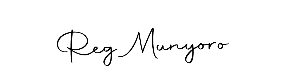 How to make Reg Munyoro name signature. Use Autography-DOLnW style for creating short signs online. This is the latest handwritten sign. Reg Munyoro signature style 10 images and pictures png