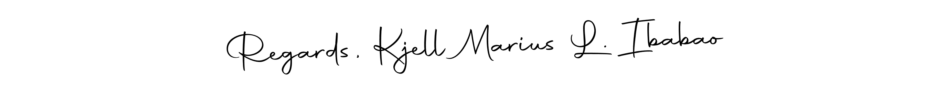 Make a short Regards, Kjell Marius L. Ibabao signature style. Manage your documents anywhere anytime using Autography-DOLnW. Create and add eSignatures, submit forms, share and send files easily. Regards, Kjell Marius L. Ibabao signature style 10 images and pictures png