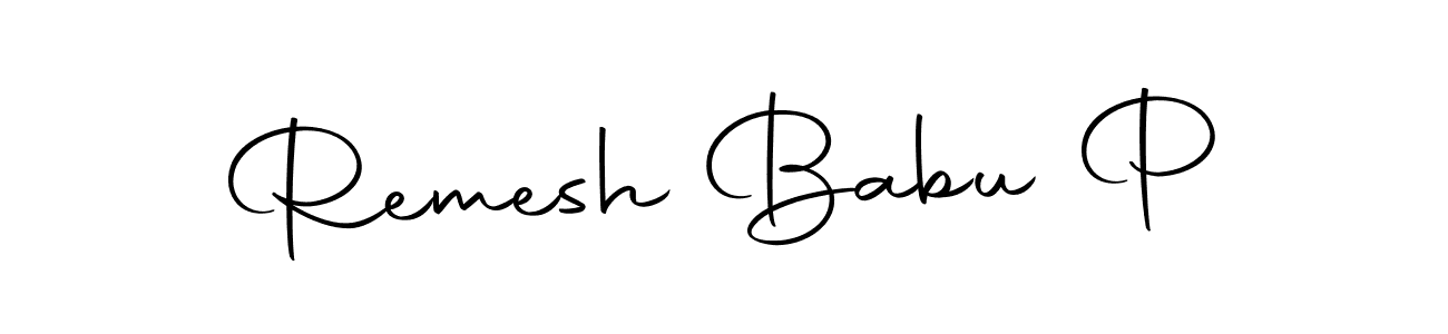 Use a signature maker to create a handwritten signature online. With this signature software, you can design (Autography-DOLnW) your own signature for name Remesh Babu P. Remesh Babu P signature style 10 images and pictures png