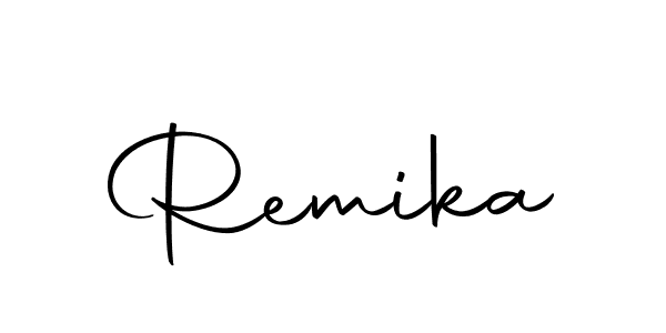 Use a signature maker to create a handwritten signature online. With this signature software, you can design (Autography-DOLnW) your own signature for name Remika. Remika signature style 10 images and pictures png