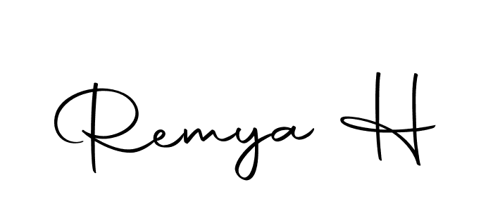 Use a signature maker to create a handwritten signature online. With this signature software, you can design (Autography-DOLnW) your own signature for name Remya H. Remya H signature style 10 images and pictures png