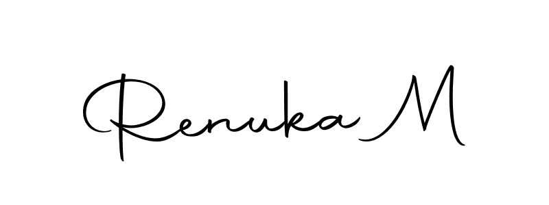 You should practise on your own different ways (Autography-DOLnW) to write your name (Renuka M) in signature. don't let someone else do it for you. Renuka M signature style 10 images and pictures png