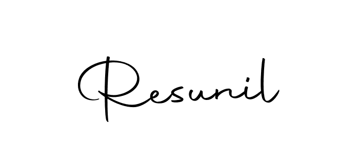 Make a beautiful signature design for name Resunil. With this signature (Autography-DOLnW) style, you can create a handwritten signature for free. Resunil signature style 10 images and pictures png