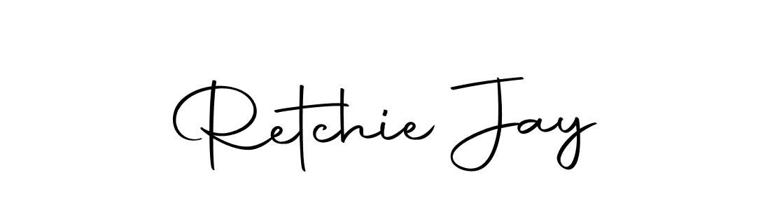 The best way (Autography-DOLnW) to make a short signature is to pick only two or three words in your name. The name Retchie Jay include a total of six letters. For converting this name. Retchie Jay signature style 10 images and pictures png