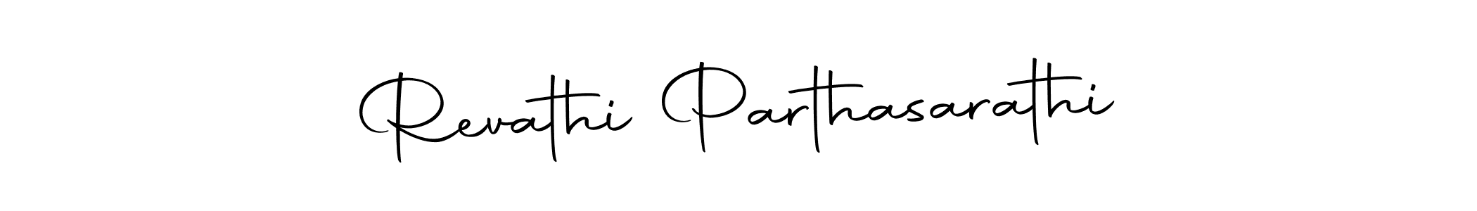 How to make Revathi Parthasarathi name signature. Use Autography-DOLnW style for creating short signs online. This is the latest handwritten sign. Revathi Parthasarathi signature style 10 images and pictures png
