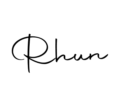 Rhun stylish signature style. Best Handwritten Sign (Autography-DOLnW) for my name. Handwritten Signature Collection Ideas for my name Rhun. Rhun signature style 10 images and pictures png