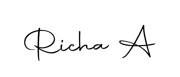 Make a beautiful signature design for name Richa A. Use this online signature maker to create a handwritten signature for free. Richa A signature style 10 images and pictures png