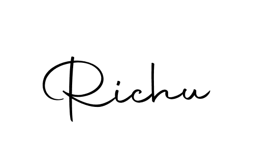 Design your own signature with our free online signature maker. With this signature software, you can create a handwritten (Autography-DOLnW) signature for name Richu. Richu signature style 10 images and pictures png