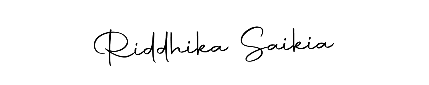 How to make Riddhika Saikia name signature. Use Autography-DOLnW style for creating short signs online. This is the latest handwritten sign. Riddhika Saikia signature style 10 images and pictures png