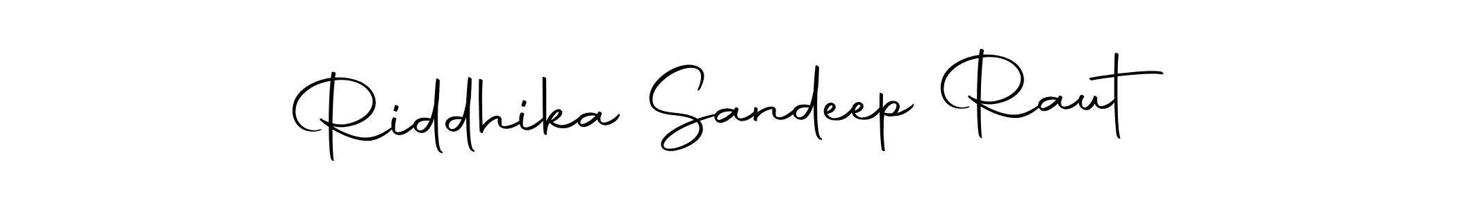 How to make Riddhika Sandeep Raut name signature. Use Autography-DOLnW style for creating short signs online. This is the latest handwritten sign. Riddhika Sandeep Raut signature style 10 images and pictures png