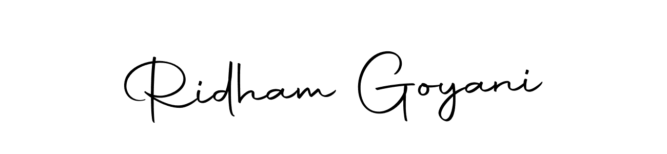 Create a beautiful signature design for name Ridham Goyani. With this signature (Autography-DOLnW) fonts, you can make a handwritten signature for free. Ridham Goyani signature style 10 images and pictures png