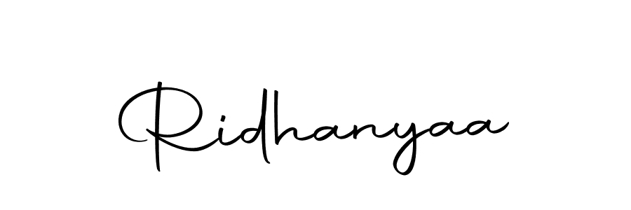 Create a beautiful signature design for name Ridhanyaa. With this signature (Autography-DOLnW) fonts, you can make a handwritten signature for free. Ridhanyaa signature style 10 images and pictures png