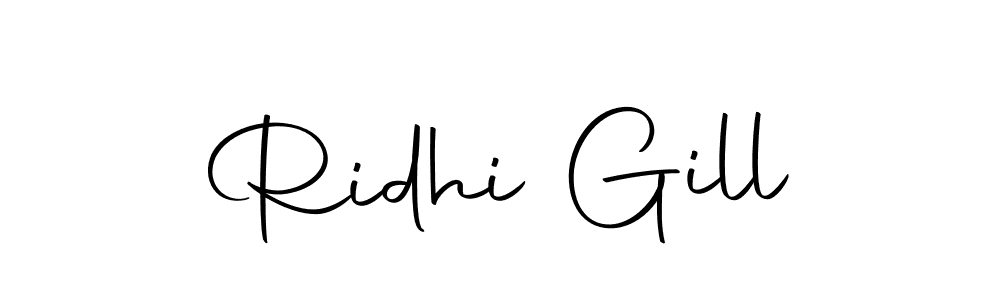 How to make Ridhi Gill name signature. Use Autography-DOLnW style for creating short signs online. This is the latest handwritten sign. Ridhi Gill signature style 10 images and pictures png