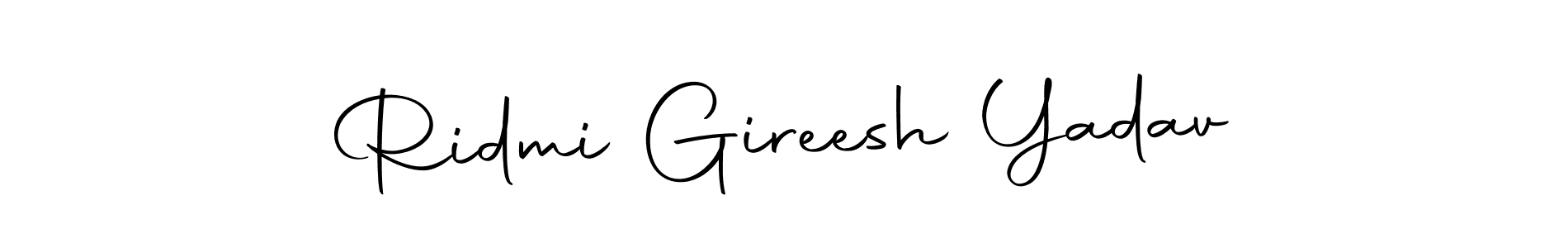 How to make Ridmi Gireesh Yadav name signature. Use Autography-DOLnW style for creating short signs online. This is the latest handwritten sign. Ridmi Gireesh Yadav signature style 10 images and pictures png