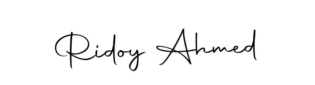 How to make Ridoy Ahmed name signature. Use Autography-DOLnW style for creating short signs online. This is the latest handwritten sign. Ridoy Ahmed signature style 10 images and pictures png