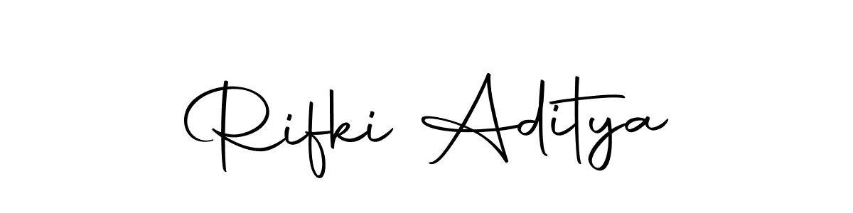 How to make Rifki Aditya name signature. Use Autography-DOLnW style for creating short signs online. This is the latest handwritten sign. Rifki Aditya signature style 10 images and pictures png