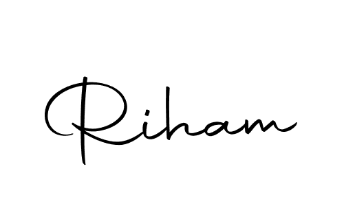 Use a signature maker to create a handwritten signature online. With this signature software, you can design (Autography-DOLnW) your own signature for name Riham. Riham signature style 10 images and pictures png