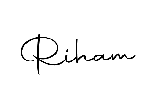 Use a signature maker to create a handwritten signature online. With this signature software, you can design (Autography-DOLnW) your own signature for name Riham. Riham signature style 10 images and pictures png