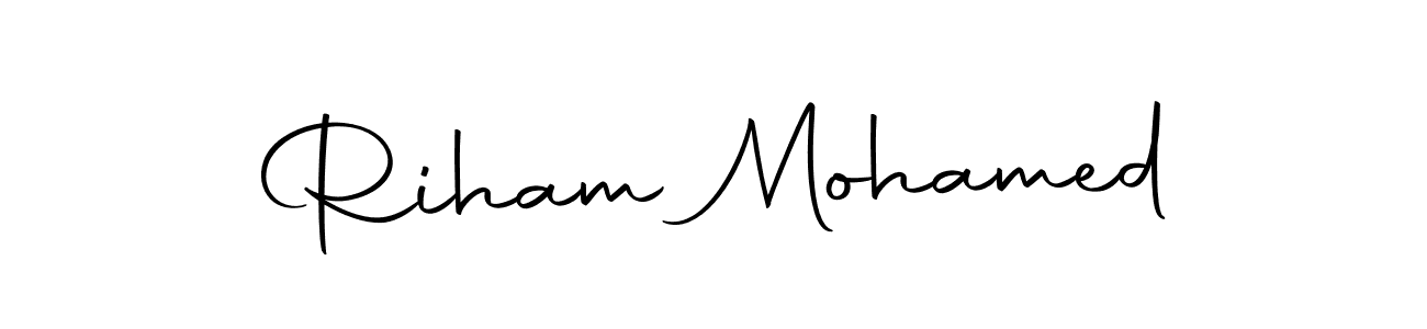 How to make Riham Mohamed name signature. Use Autography-DOLnW style for creating short signs online. This is the latest handwritten sign. Riham Mohamed signature style 10 images and pictures png