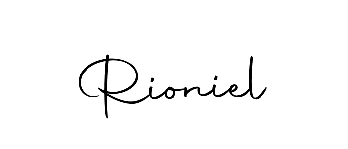 Design your own signature with our free online signature maker. With this signature software, you can create a handwritten (Autography-DOLnW) signature for name Rioniel. Rioniel signature style 10 images and pictures png