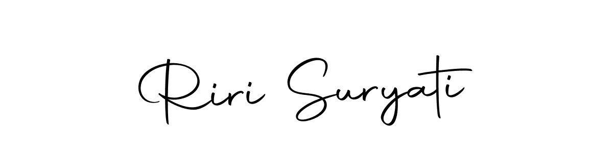 Design your own signature with our free online signature maker. With this signature software, you can create a handwritten (Autography-DOLnW) signature for name Riri Suryati. Riri Suryati signature style 10 images and pictures png