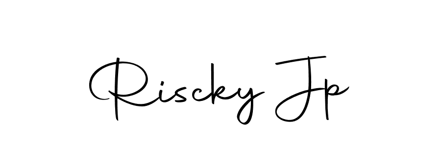 How to make Riscky Jp name signature. Use Autography-DOLnW style for creating short signs online. This is the latest handwritten sign. Riscky Jp signature style 10 images and pictures png