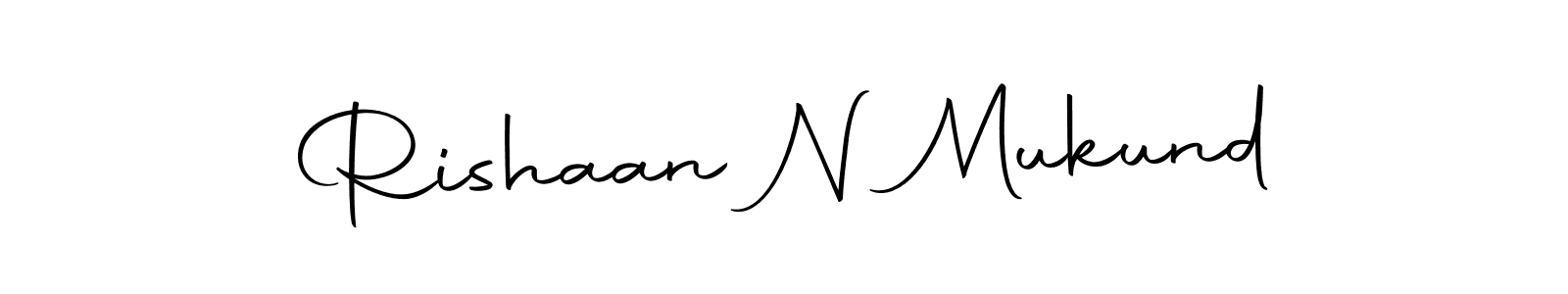 How to make Rishaan N Mukund name signature. Use Autography-DOLnW style for creating short signs online. This is the latest handwritten sign. Rishaan N Mukund signature style 10 images and pictures png