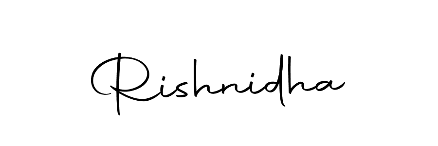 The best way (Autography-DOLnW) to make a short signature is to pick only two or three words in your name. The name Rishnidha include a total of six letters. For converting this name. Rishnidha signature style 10 images and pictures png