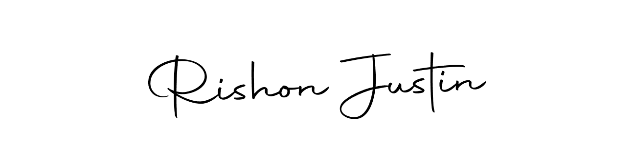 Make a beautiful signature design for name Rishon Justin. Use this online signature maker to create a handwritten signature for free. Rishon Justin signature style 10 images and pictures png