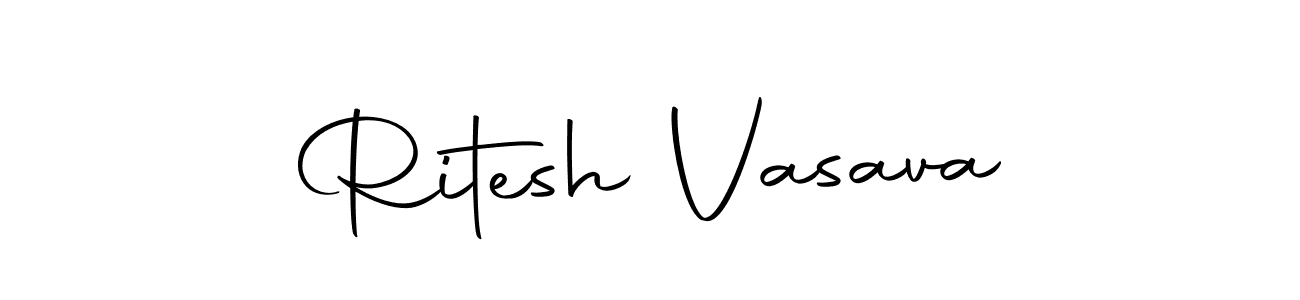 How to make Ritesh Vasava name signature. Use Autography-DOLnW style for creating short signs online. This is the latest handwritten sign. Ritesh Vasava signature style 10 images and pictures png