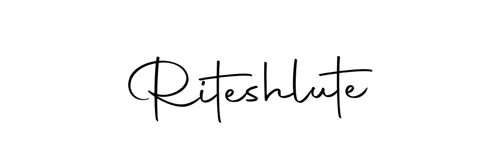 The best way (Autography-DOLnW) to make a short signature is to pick only two or three words in your name. The name Riteshlute include a total of six letters. For converting this name. Riteshlute signature style 10 images and pictures png