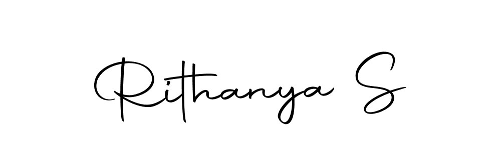 How to make Rithanya S name signature. Use Autography-DOLnW style for creating short signs online. This is the latest handwritten sign. Rithanya S signature style 10 images and pictures png