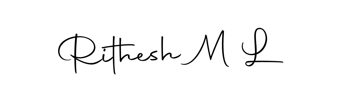 Make a beautiful signature design for name Rithesh M L. Use this online signature maker to create a handwritten signature for free. Rithesh M L signature style 10 images and pictures png