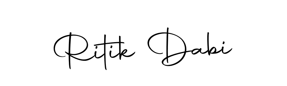 Create a beautiful signature design for name Ritik Dabi. With this signature (Autography-DOLnW) fonts, you can make a handwritten signature for free. Ritik Dabi signature style 10 images and pictures png