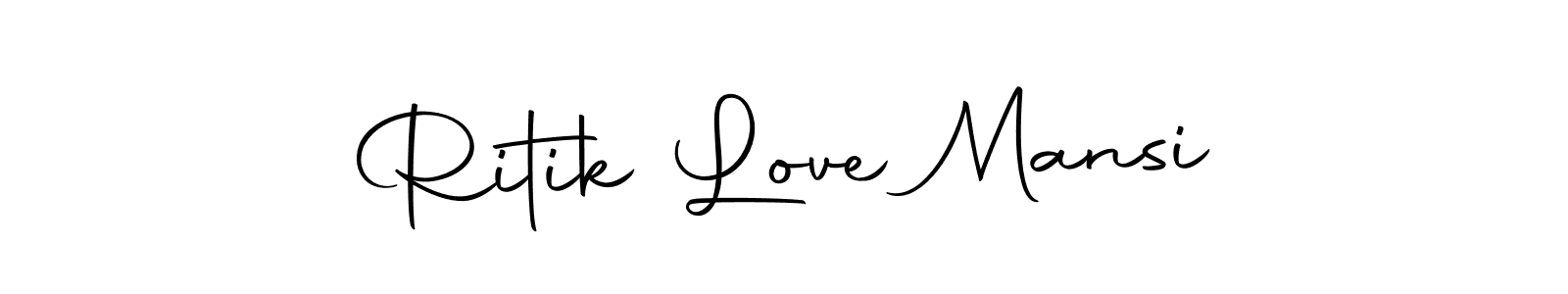 You should practise on your own different ways (Autography-DOLnW) to write your name (Ritik Love Mansi) in signature. don't let someone else do it for you. Ritik Love Mansi signature style 10 images and pictures png