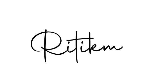 The best way (Autography-DOLnW) to make a short signature is to pick only two or three words in your name. The name Ritikm include a total of six letters. For converting this name. Ritikm signature style 10 images and pictures png