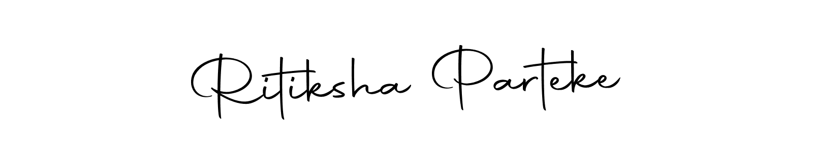 How to make Ritiksha Parteke name signature. Use Autography-DOLnW style for creating short signs online. This is the latest handwritten sign. Ritiksha Parteke signature style 10 images and pictures png