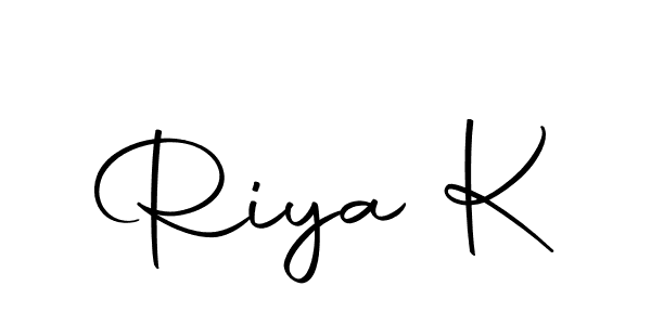 Use a signature maker to create a handwritten signature online. With this signature software, you can design (Autography-DOLnW) your own signature for name Riya K. Riya K signature style 10 images and pictures png