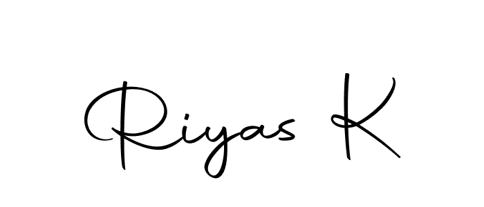 Use a signature maker to create a handwritten signature online. With this signature software, you can design (Autography-DOLnW) your own signature for name Riyas K. Riyas K signature style 10 images and pictures png