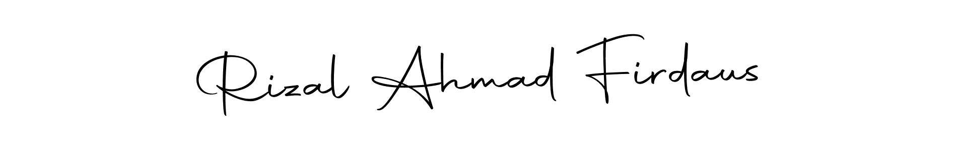 How to make Rizal Ahmad Firdaus name signature. Use Autography-DOLnW style for creating short signs online. This is the latest handwritten sign. Rizal Ahmad Firdaus signature style 10 images and pictures png