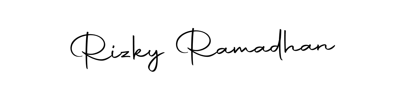Create a beautiful signature design for name Rizky Ramadhan. With this signature (Autography-DOLnW) fonts, you can make a handwritten signature for free. Rizky Ramadhan signature style 10 images and pictures png