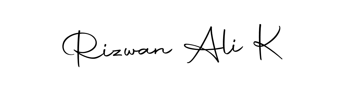 How to make Rizwan Ali K name signature. Use Autography-DOLnW style for creating short signs online. This is the latest handwritten sign. Rizwan Ali K signature style 10 images and pictures png