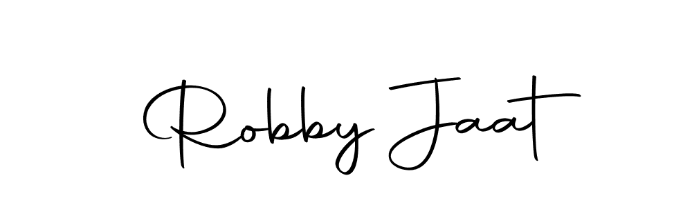 How to make Robby Jaat name signature. Use Autography-DOLnW style for creating short signs online. This is the latest handwritten sign. Robby Jaat signature style 10 images and pictures png