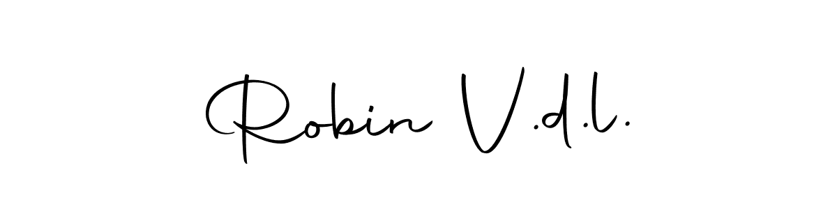 How to make Robin V.d.l. name signature. Use Autography-DOLnW style for creating short signs online. This is the latest handwritten sign. Robin V.d.l. signature style 10 images and pictures png