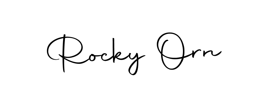 How to make Rocky Orn name signature. Use Autography-DOLnW style for creating short signs online. This is the latest handwritten sign. Rocky Orn signature style 10 images and pictures png